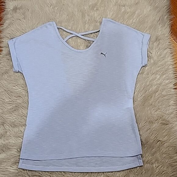 Puma womens light purple soft open back tshirt size medium - Picture 1 of 7